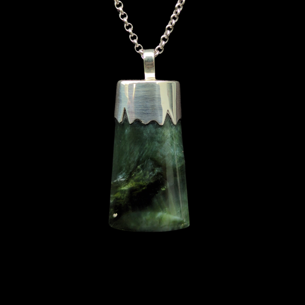 Toki Tangiwai - Silver Greenstone Adze Pendant