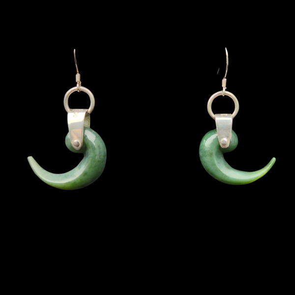Inanga Pounamu Mau Taringa - Greenstone Earrings