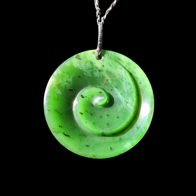 Koru Kawakawa- Greenstone Spiral Pendant