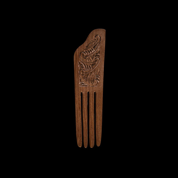 Black Maire Heru - Traditional Māori Hair Ornament - Sands Carving Studio