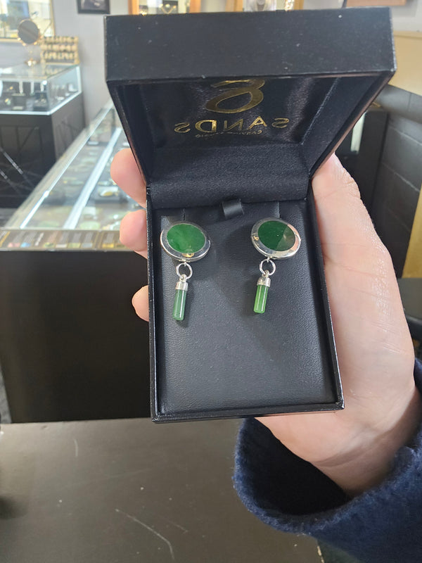 Earrings silver and pounamu