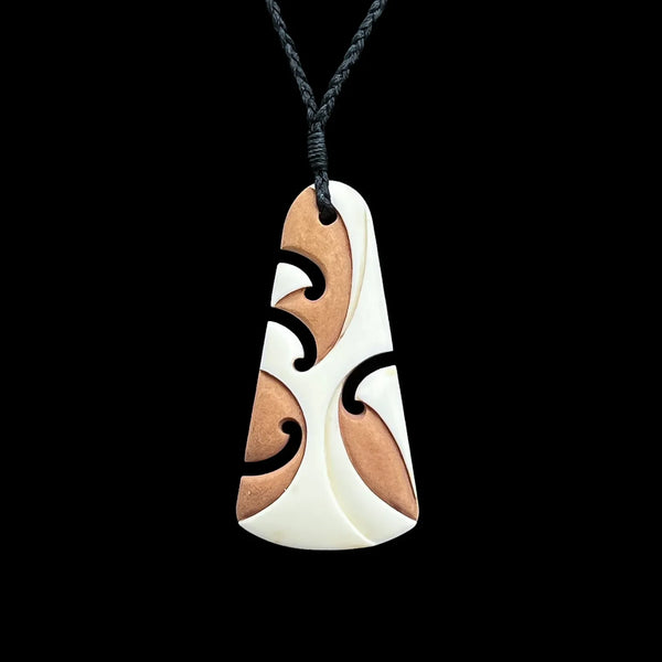 Koru Toki - Contemporary Bone Adze Spiral Pendant - Sands Carving Studio