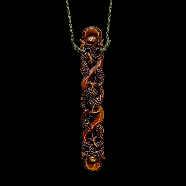 Manaia Pouwhenua - Antiqued Bone Carved Pendant | Yuri Terenyi - Sands Carving Studio